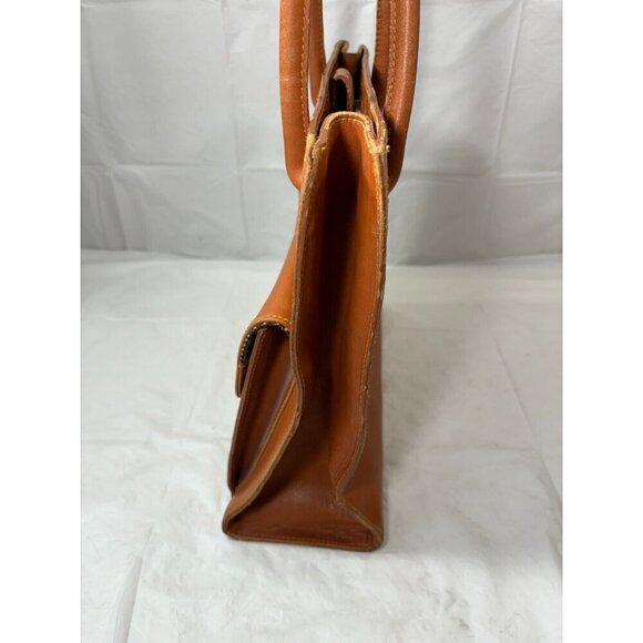 PERRY ELLIS Leather Shoulder Bag Purse Pockets TAN - Picture 5 of 16